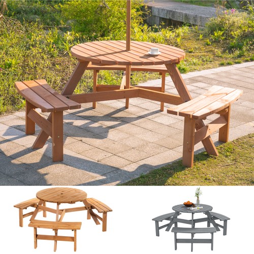 Garden round table - round, chair
