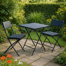 Black Rattan Bistro Set 3