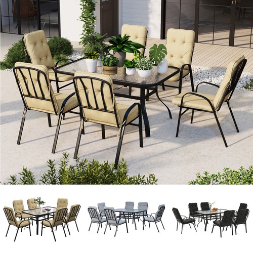Pcs garden dining set glass - 7,