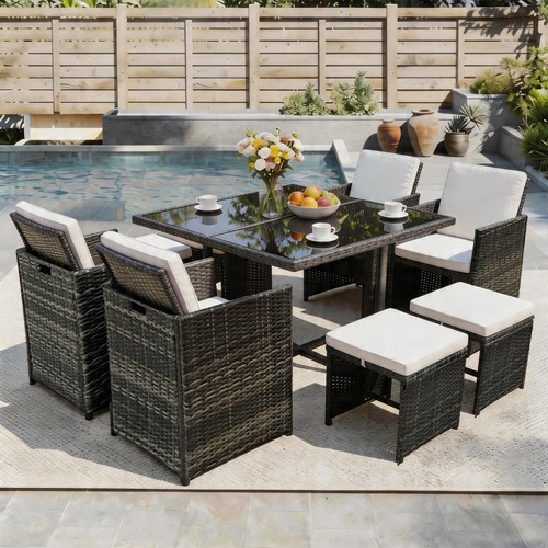 Rattan garden furniture cube - rattan,